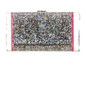 Edie Parker Glittering Silver Clutch with mirror